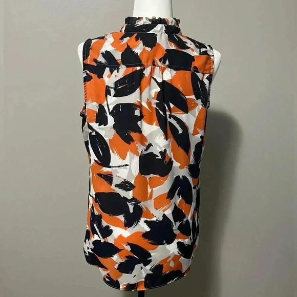 Banana Republic Print Drapery Classic Ruffle Collar Tank - Picture 6 of 9